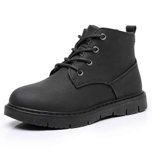 Ahannie Boys Boots Toddler Kids Work Boots with Side Zipper | Easy of Use, Lace Up for Fit, Cushioned Insole, Dressy Casual Style, School, Outdoor, Everyday Wear