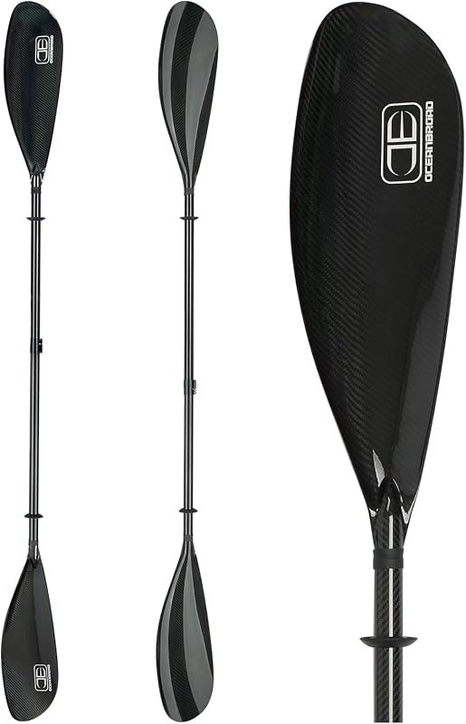 Lightweight Full Carbon Fiber Kayak Paddle with Wing Blade | 2-Piece Adjustable Oars 82in-86in/210cm-220cm, with Paddle Bag and Paddle Leash, Black