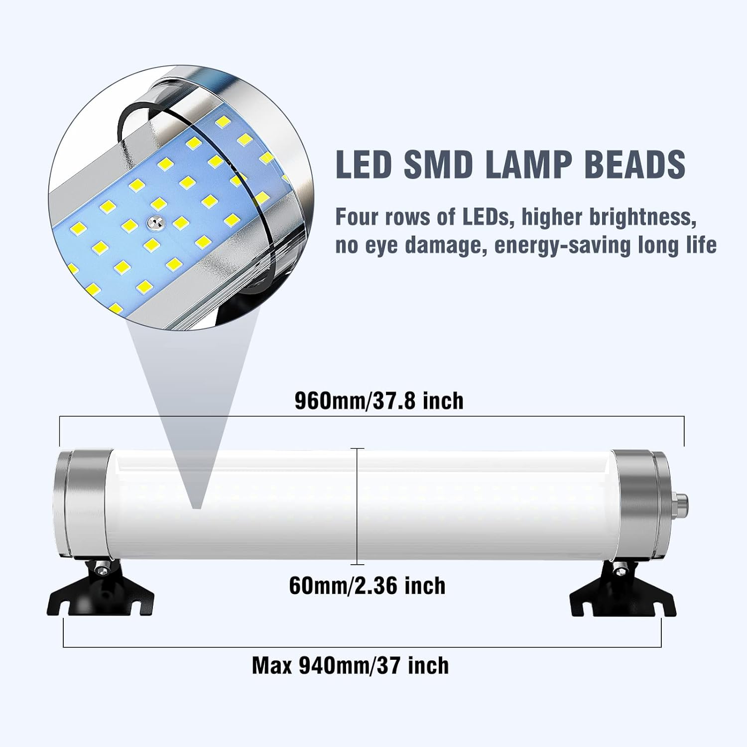 YouTeMei 20W Explosion Proof LED Machine Light, 110-220V IP68 Waterproof Workshop CNC Work Light