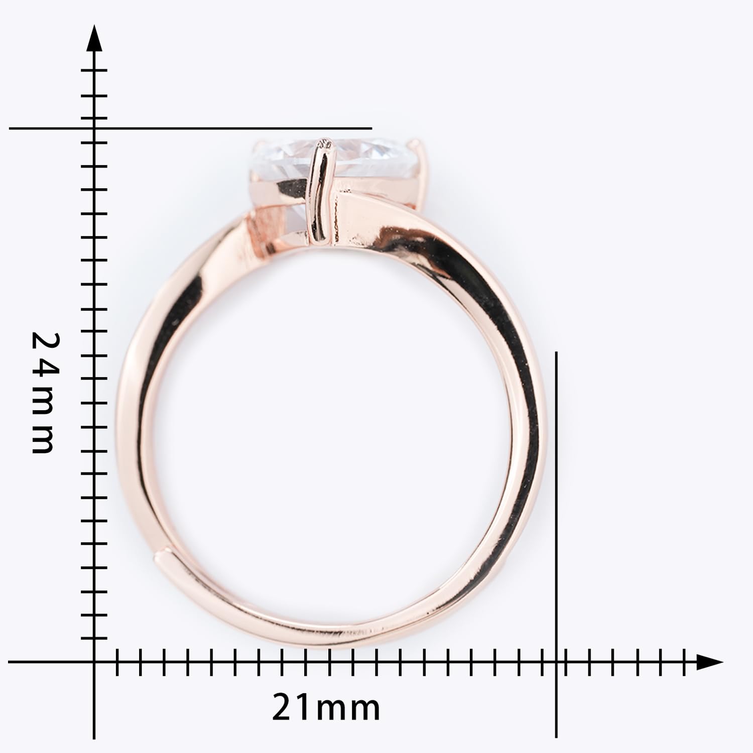 Adjustable Swirl Heart Solitaire Ring, Hallmarked 92.5 Sterling Silver