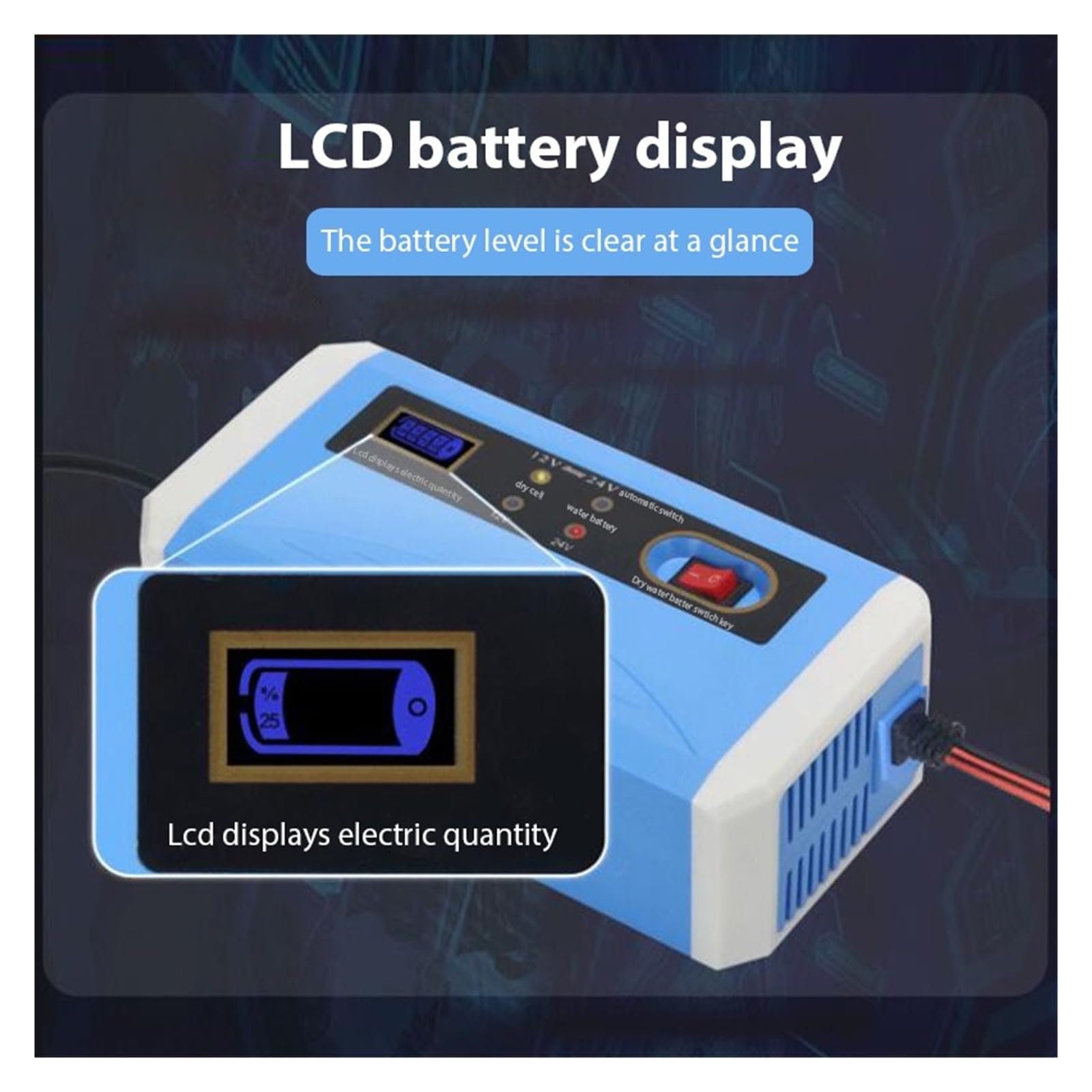 12V 24V 10A Samochodowa Ładowarka Wyświetlacz LED Inteligentna Ciężarówka Motocykl Puls Naprawa Wet Dry Lead Acid Wydajne Szybkie ładowanie