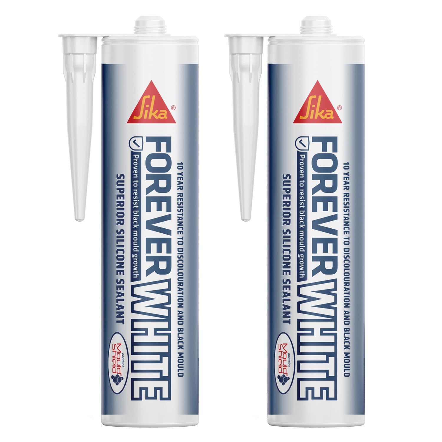 Forever Anti-Mould, Superior Hygienic Silicone Sealant for Areas of High Humidity - White - 295ml (Pack of 2)
