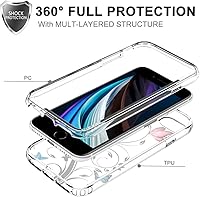 Vista 3 de Funda para iPhone SE 2022SE 3 2022SE 2020iPhone 7iPhone 8 con protector de pantalla de vidrio templado, bonita funda protectora de cuerpo completo