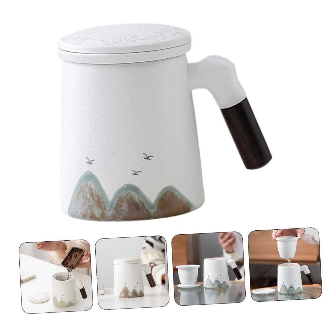 Gadpiparty Taza de Cerámica con Infusor y Tapa Taza Pequeña para Té con Filtro Integrado Color Diseño Compacto y Ligera para Uso Doméstico y Oficina