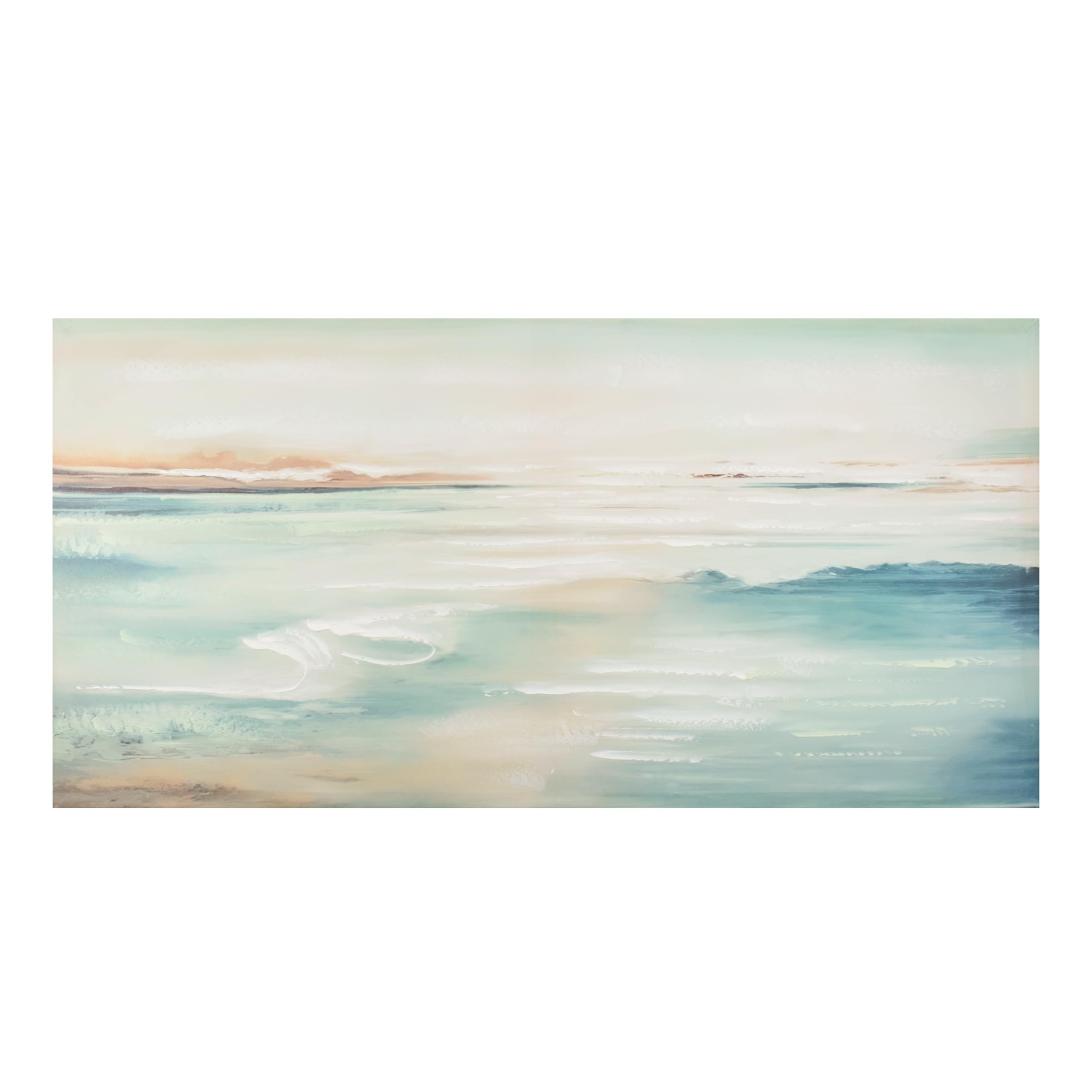 Home Selections 3D Canvas Wall Art, Abstract Sea Scape (50x100 cm) Large Hand Painted Teal Blue Picture on Printed Canvas. โ image 1