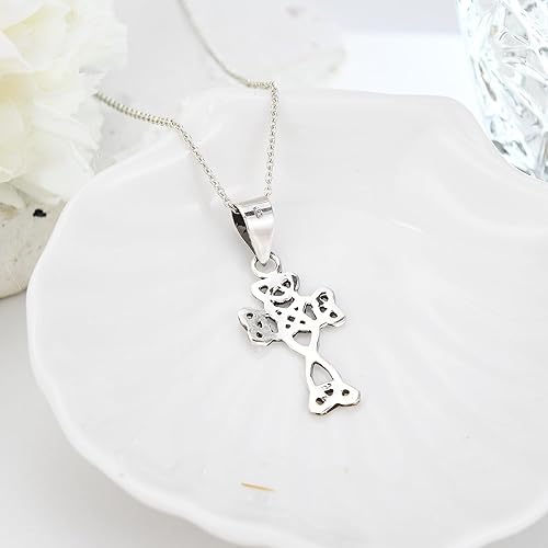 Miniatura 3 de AeraVida Collar con colgante de cruz celta de Trinidad pequeña unisex de plata de ley 925, Plata esterlina