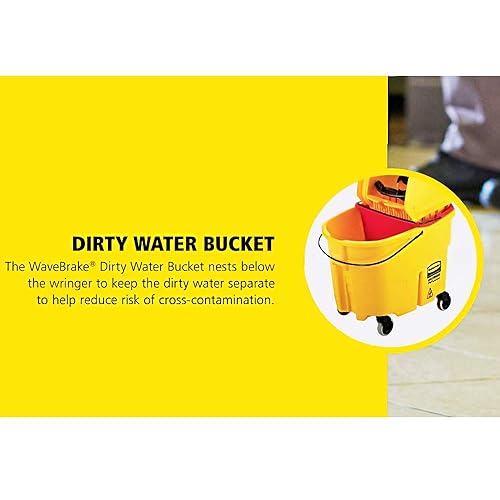 Miniatura 5 de Rubbermaid Commercial Products-1863900 Executive Series Cubo de agua sucia para cubo de trapeador WaveBrake 2.0 de 35QT, gris