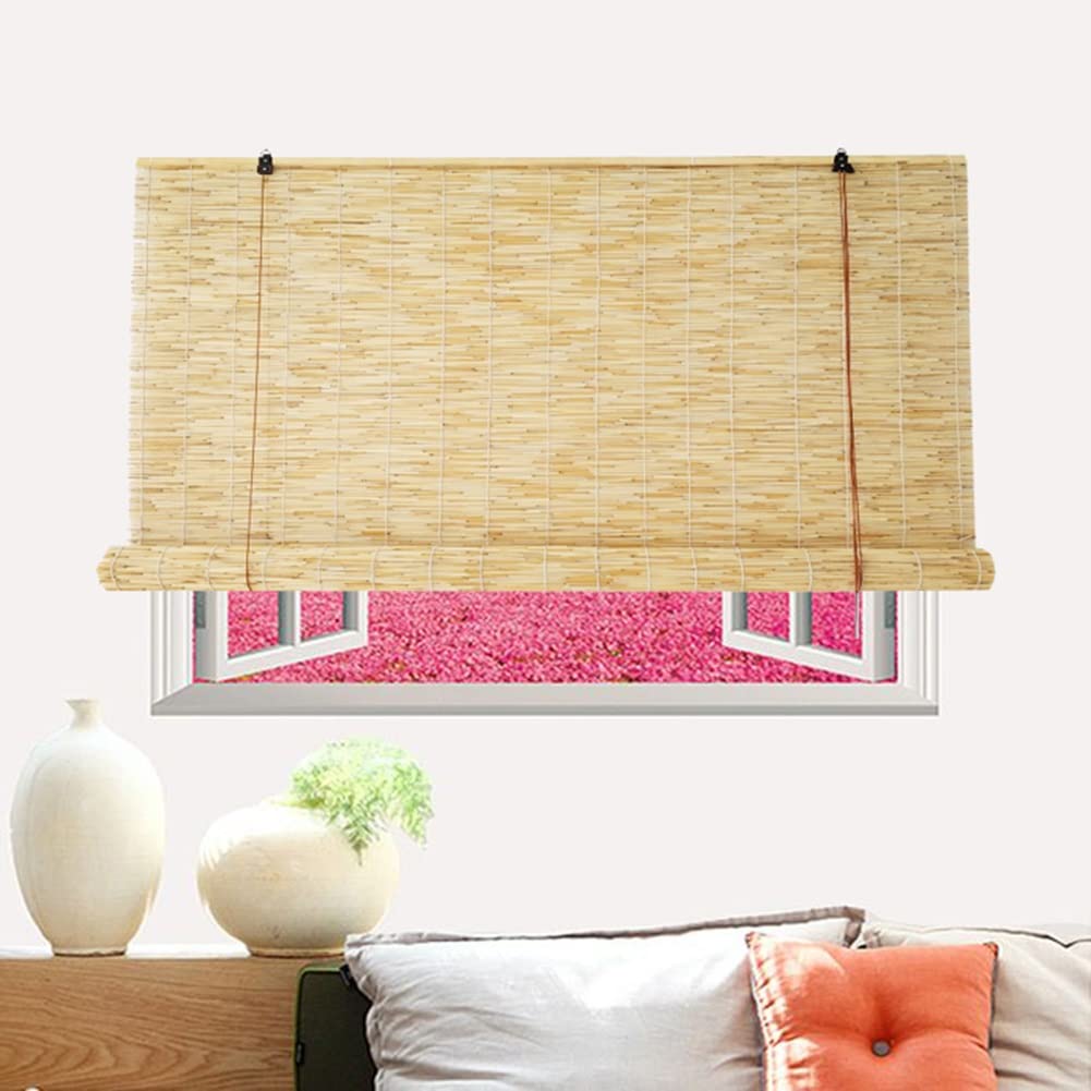Roleta Bambusowa, Natural Rolety Trzcinowe, Zasłona na Drzwi i Okna, Roll Up Roleta Rzymska z Lift, Rolety Drewniana (Size : WxH100x220cm(39x87incn))