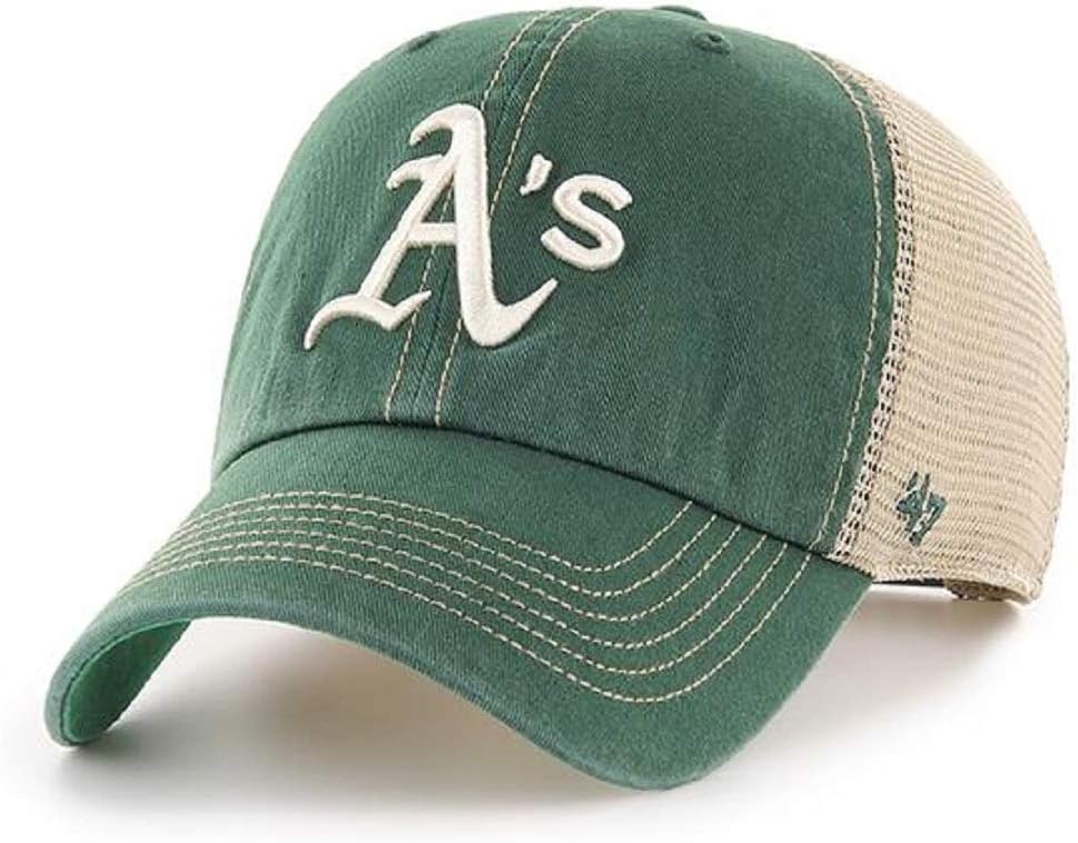 47 MLB Trawler Mesh Clean Up Adjustable Hat, Adult One Size Fits All (Oakland Athletics Green)