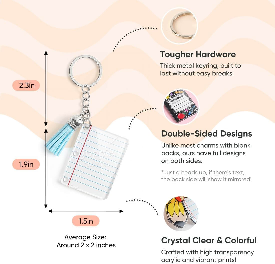YOPPIX 12 Pcs Back to School Notebook Keychain Gifts Bulk Mini Note Book Keychain Teacher Appreciation Gift, Back to School Supplies