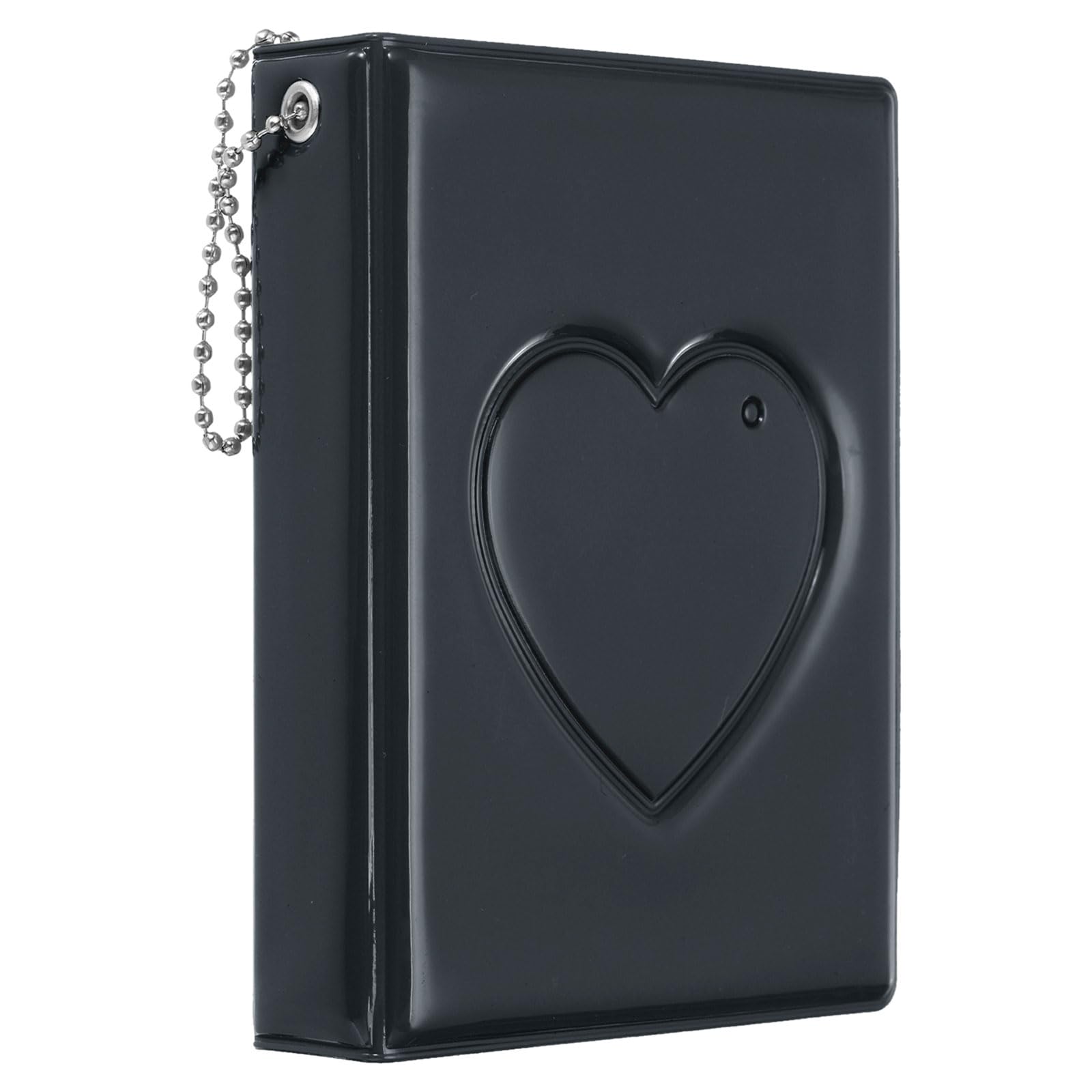 PATIKIL 3 Inch Mini Kpop Photocard Binder Album with 32 Pockets Small Bookshelf Love Heart Picture Holder Book for Collection Black