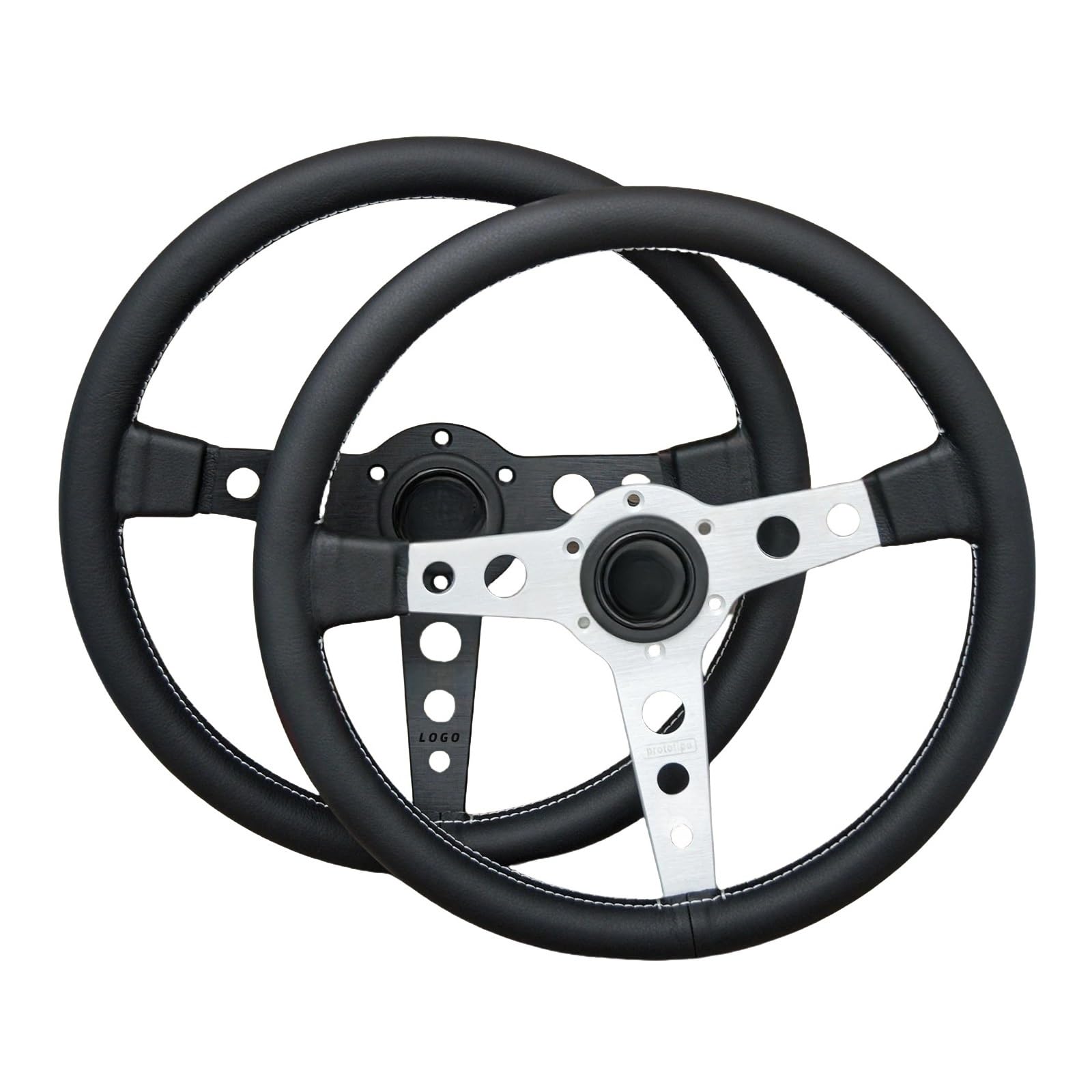 Volante da corsa JDM universale in pelle nera da 14 pollici compatibile con il gioco(Style A)