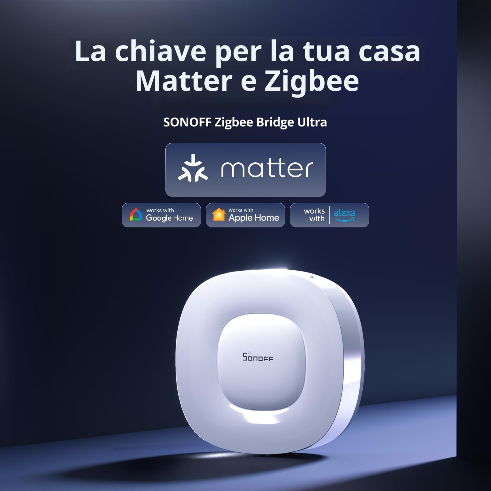 SONOFF ZBBridge-U Gateway Zigbee, Smart home Matter Hub, supporta ZigBee, connessione WiFi ed Ethernet, Zigee 3.0 Bridge per sistema di allarme, compatibile Google Home, SmartThings, Home Assistant.