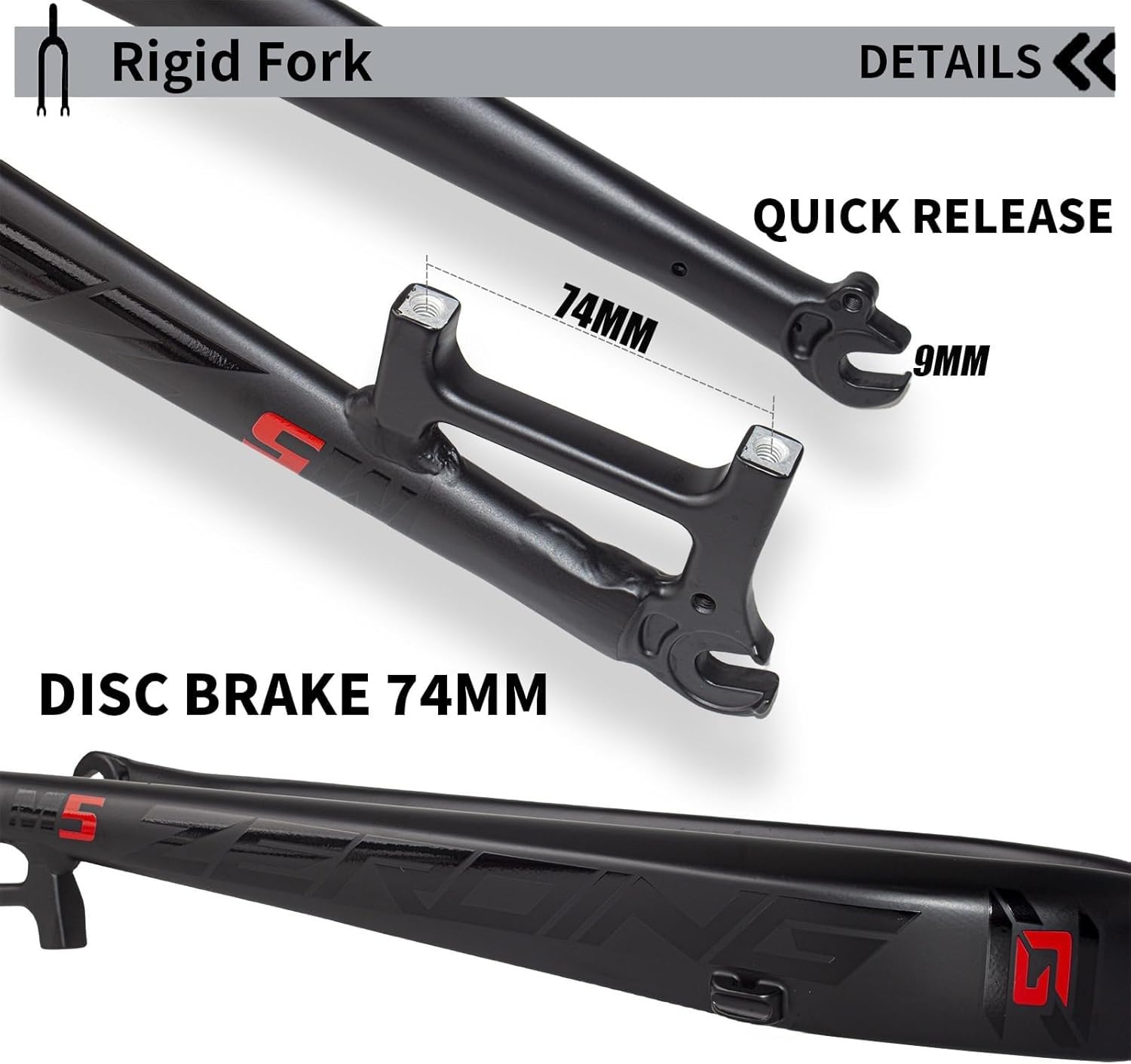 Forcella MTB Rigida in Lega di Alluminio da 26/27,5/29 Pollici, Tubo sterzo Dritto da 1-1/8 Pollici, sgancio rapido, Compatibile con Freno a Disco, Forcella Anteriore MTB