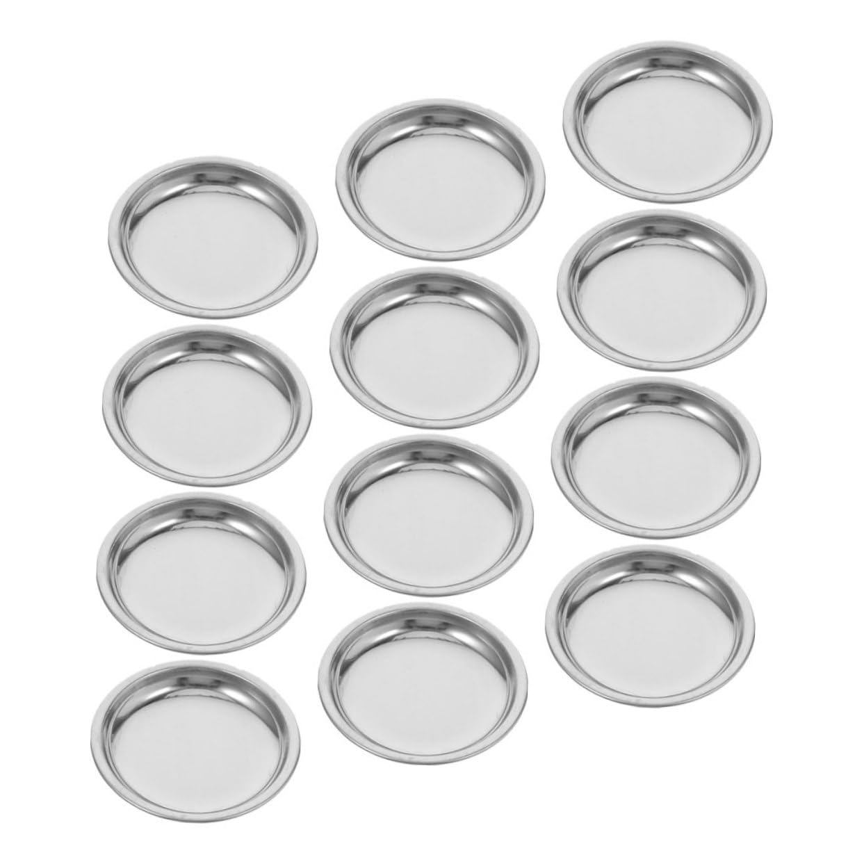 Garneck 12pcs Tea Bag Coasters Holder Stainless Steel Teabag Drip Tray Spoon Rests Round Saucer Seasoning Dish Sauce Bowl Metal Small Plate For Tea Infuser Spices Condiment