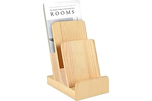 DOSTATNI 3-Tier Pine Wooden Brochure Stand