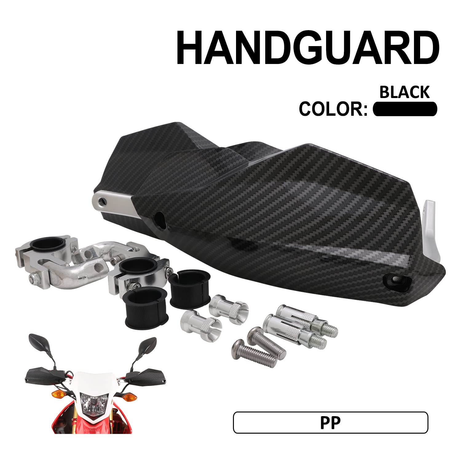 AnXin Universal 7/8" 22mm 28mm Handguard Handlebar Hand Guards Protector for Dirt Pit Bike Street Bike Motorcycle Motocross Supermoto Racing ATV Quad KAYO - Imitation Carbon Fiber