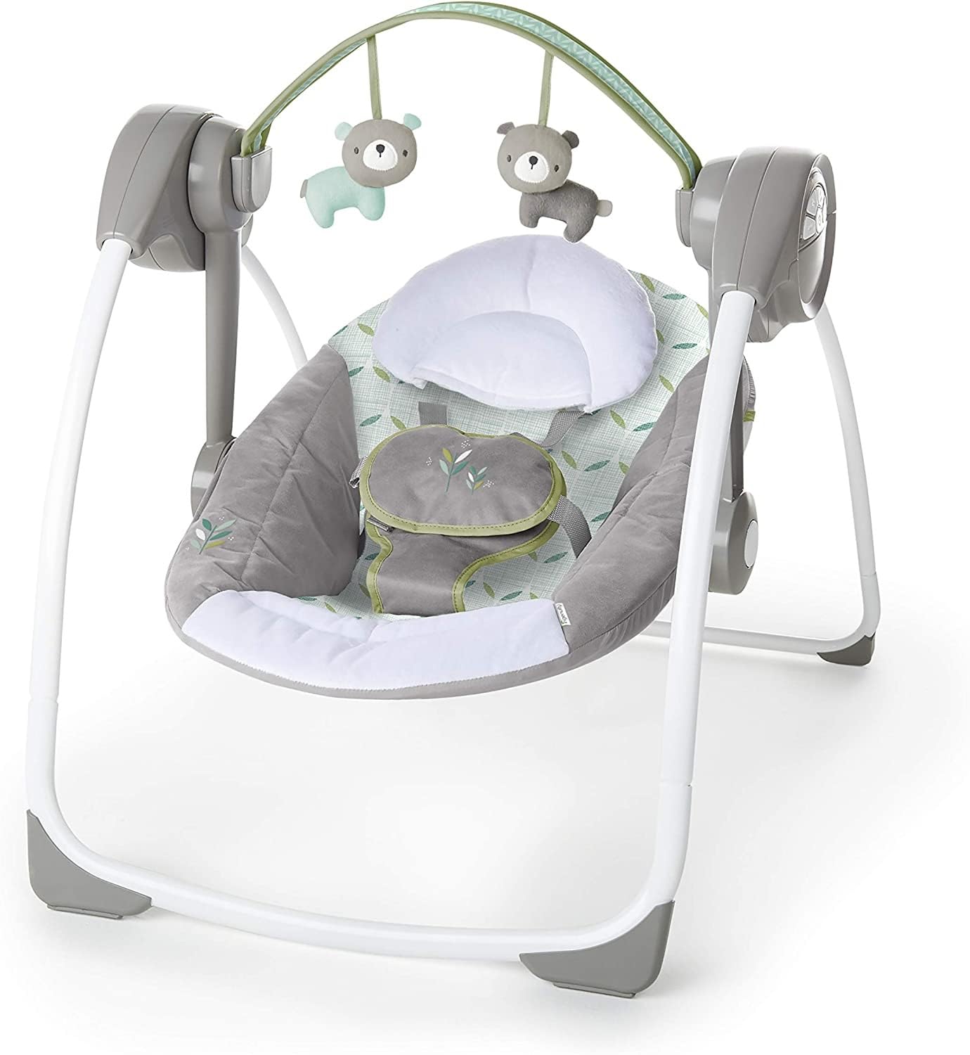 Ingenuitty Comfort 2 Go Portable Swingâ„¢ - Kendrick - Green and Gray - Safety Belt & Removable Baby Toys Swing for Baby