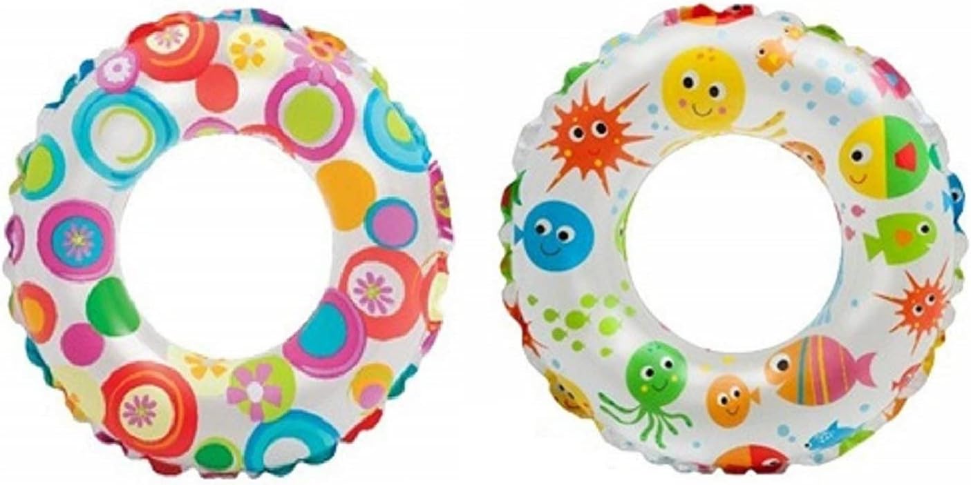 Mamadev®:- Pool Party Swimming Ring Swim Tube for Kids Swimming for Girls and Boys Swimming Tube Inflatable Swim Ring(6-10 Year)(Size - 24''inch)(Multi Color)(Peko of 2)