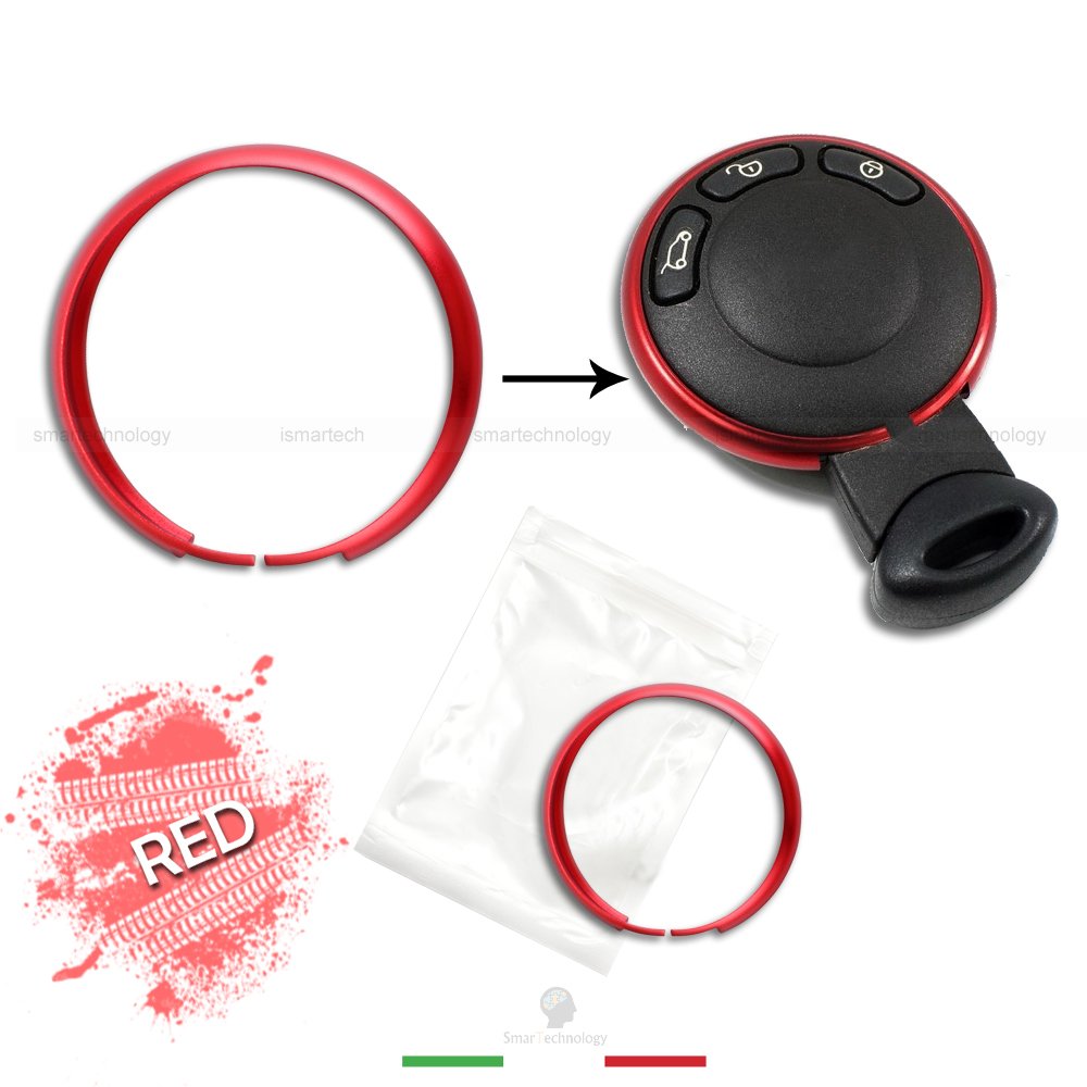 1neiSmartechRed Decorative Aluminium Shell Remote Control Key Ring For Mini Cooper One D S Countryman