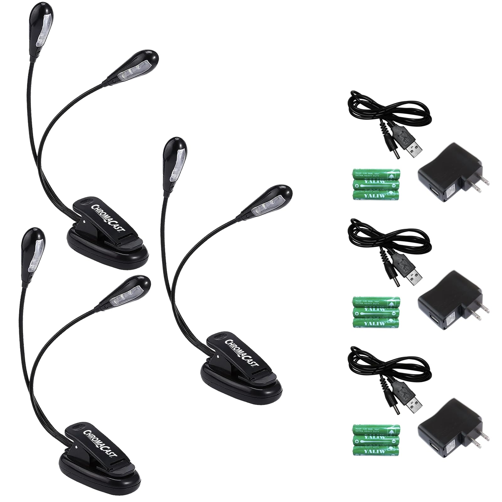 ChromaCast CC-L2 Adjustable Clip-On Dual Head LED Light 3 Pack | Bright Lighting for Music Stands, Reading, and Workspaces | Portable, Flexible Arms, Energy Efficient-image-38