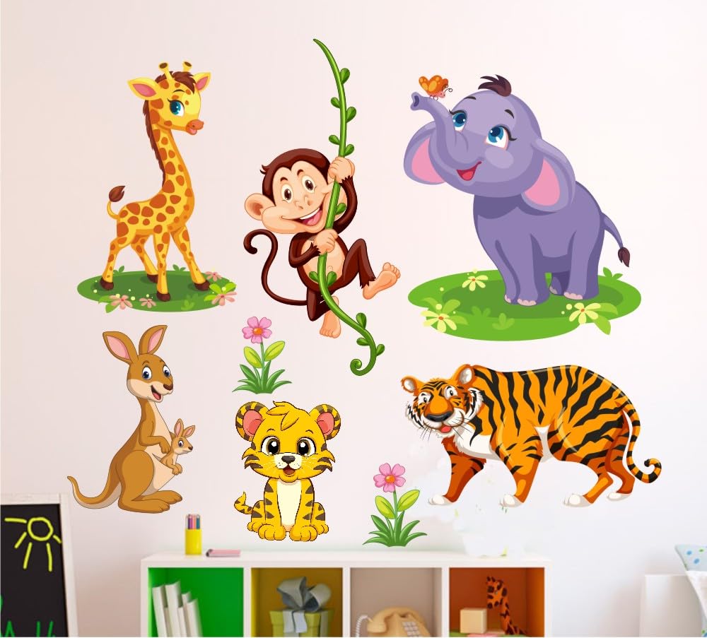 DesignDecor Cartoon Animated Lion Elephant and Wall Sticker Beautiful Created Designs Kids Room Sticker Wall, Hall, Living Room,Poster 3D Background Removable Sticker (B0CZRZJL7X) Amazon Price History, Amazon Price Tracker