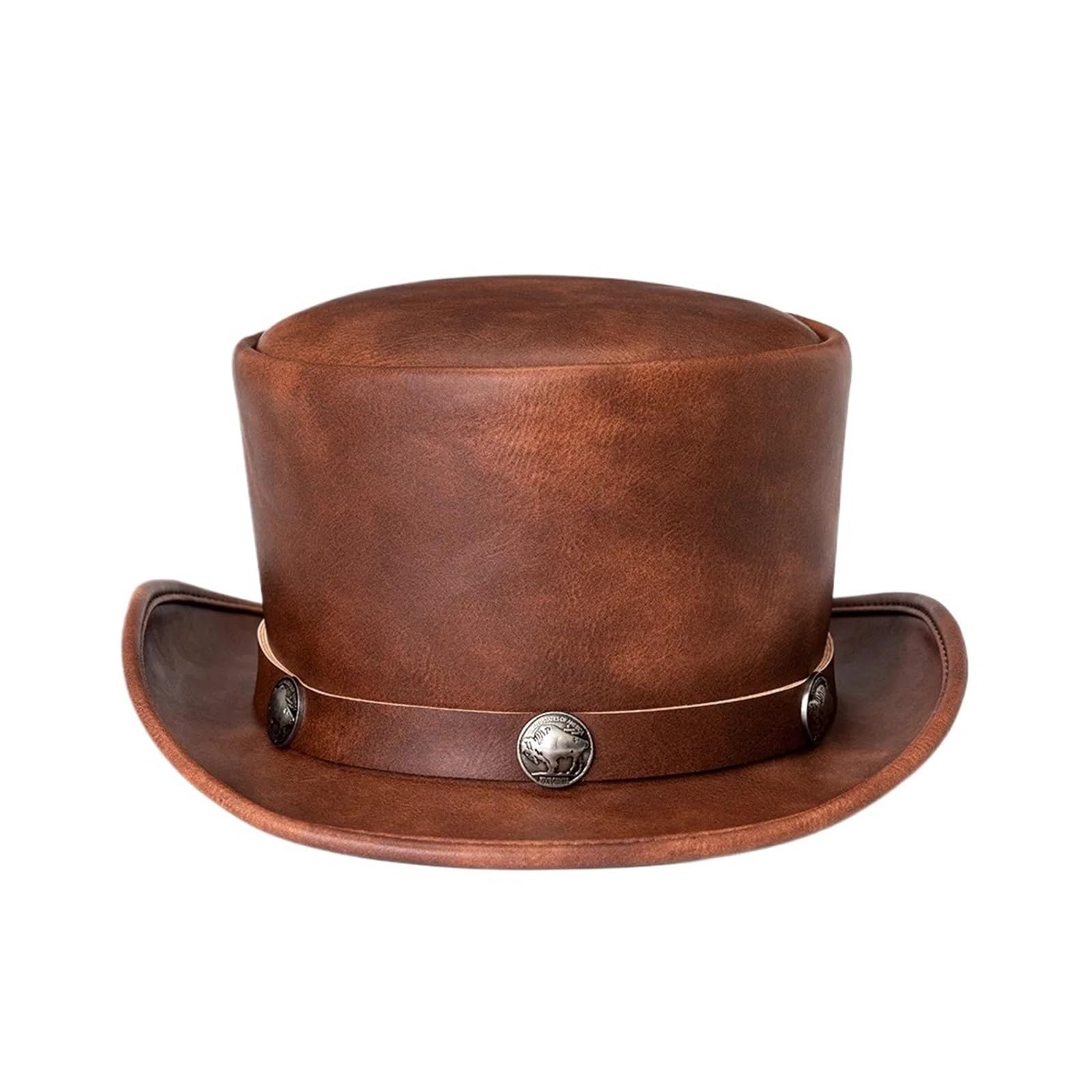 Sombrero Fedora Hombre Sombrero gótico Punk Steampunk, Gorra de cúpula de Cuero PU Retro Industrial, Disfraz de Bruja mágica Unisex