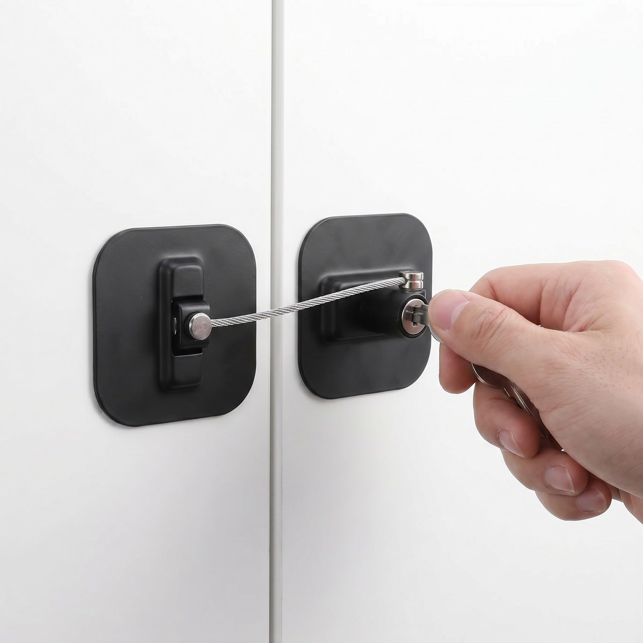 Lurrose 2 serrature di sicurezza per finestre a prova di bambino - Serrature di sicurezza per frigorifero con cavo e chiave | Chiusura di per porte, cassetti e armadietti per bambini, per evitare