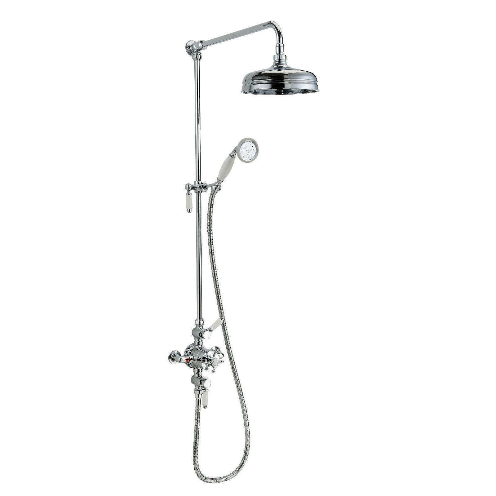 Traditional Victorian Thermostatic 8” Shower Valve with Brass Slider Rail