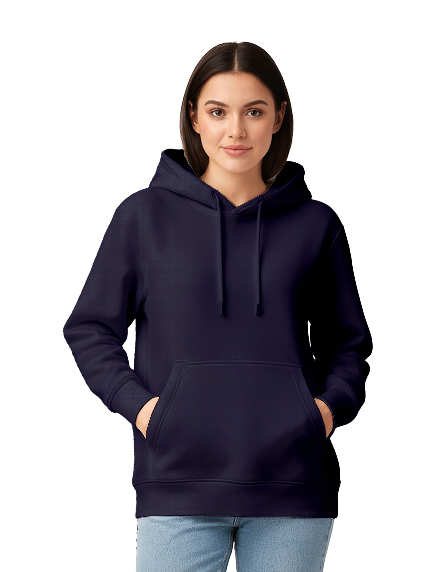 amazon brand - anarva Women’s & Girls Plain Hoodie – Soft Cotton Fleece Sweatshirt with Kangaroo Pocket & Drawstring Hood | Warm, Comfortable Casual Winter Wear for Daily Use, Travel & Outdoor-picture-20