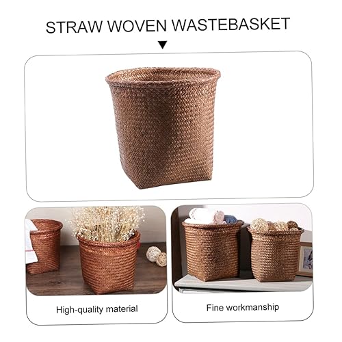 Miniatura 5 de HOOTNEE Cesta de almacenamiento de mimbre para papas y cebollas, cesta de lavandería, cesta de basura rosa, soporte para brochas de maquillaje,