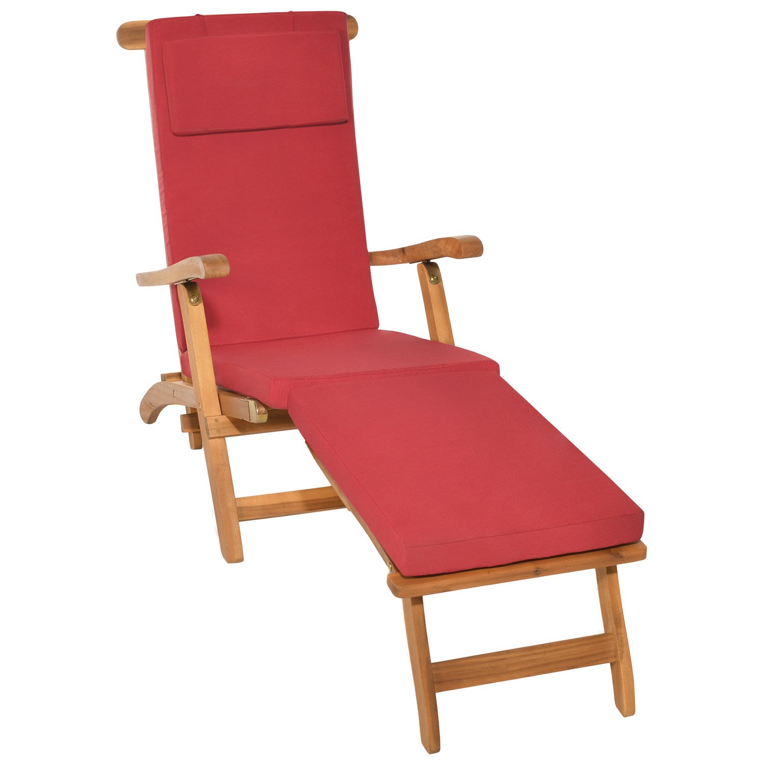Beautissu Lot de 2 Coussins Bain de Soleil Matelas avec Housse Amovible | 175x45x5cm rouge coussin chaise longue exterieur Transat luxe jardin LoftLux DC