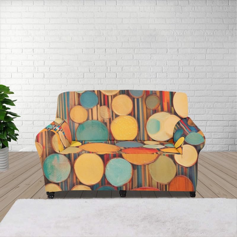 Garronmavis Annual Ring Couch Covers, Circular Art Fashion Washable Sofa Cover, Watercolor Painting Wear-Resistant Pet Protector Furniture Covers for Dogs Cats - S