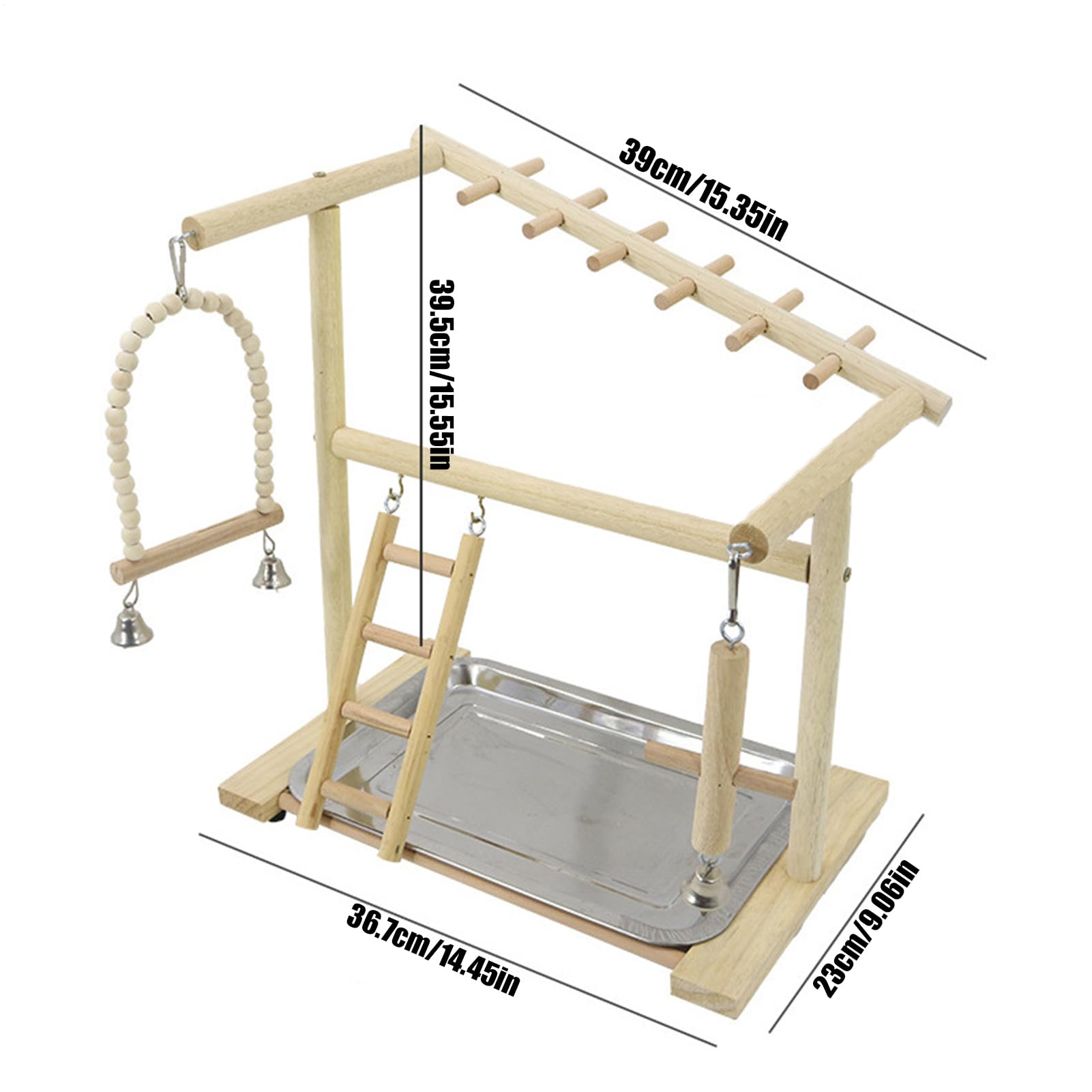Perchoir À Oiseaux Balançoires et Échelles en Bois pour Grimper | Avec Plateau Amovible Et Coupe Perchoir Bois Perroquet Pour Dressage, Fourrage, Maison, Intérieur et