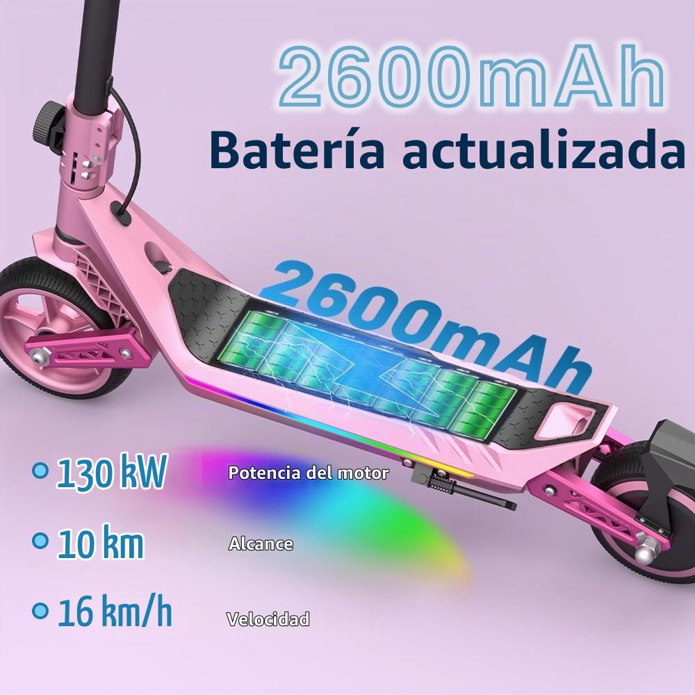 Patinete Eléctrico para Jóvenes U8 Todo Terreno - Doble Suspensión Delantera y Trasera - 16km/h Velocidad Máx, 10km Autonomía - Plegable y Ligero - Motor 110W - para Niños 8-16 Años