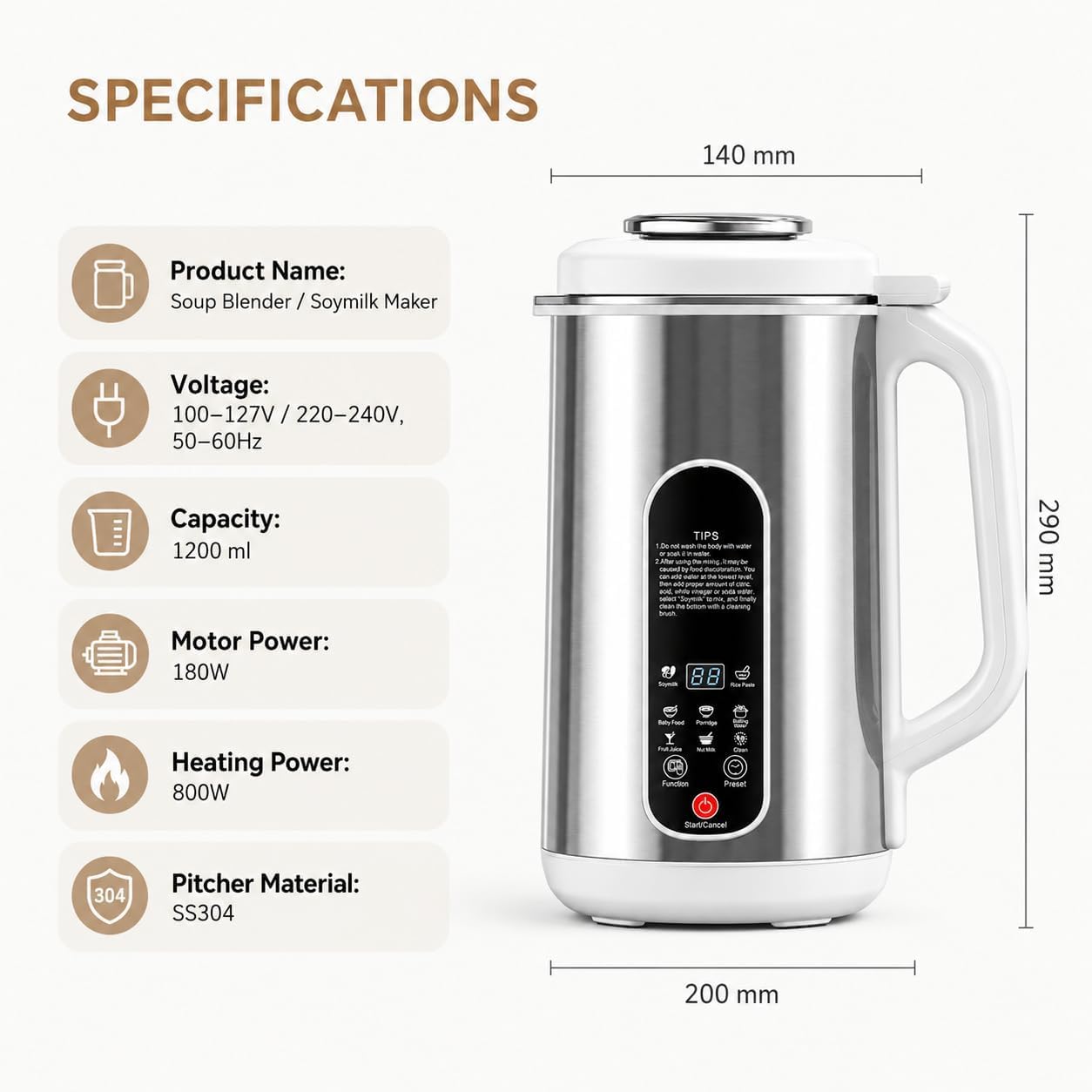 Macchina automatica per il latte di soia 1,2 l, macchina per il latte