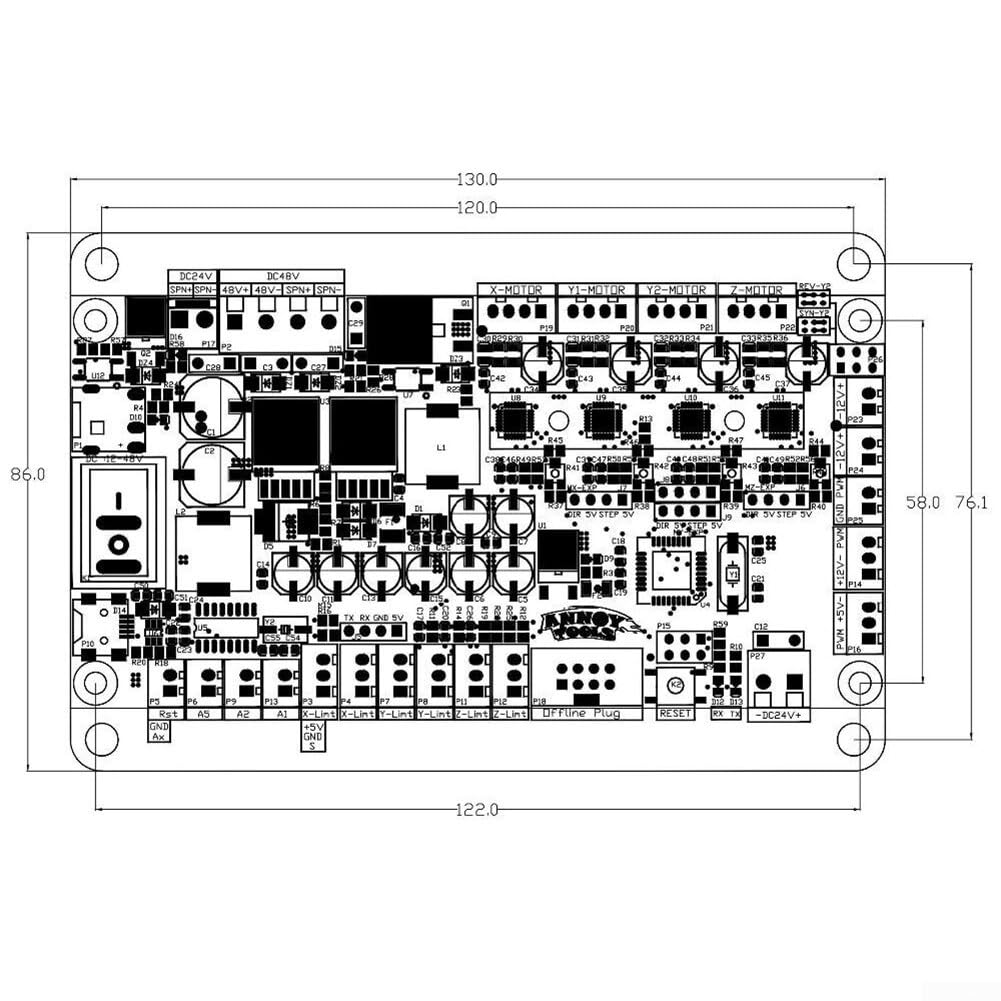 GRBL Controller Board, GRBL USB 3-Achsen Schrittmotor Treiber Controller Steuerplatine mit 500W Spindel USB Treiberplatine für CNC Graviermaschine