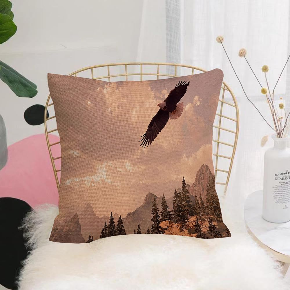 HYOSXW Cushion Cover,Throw Pillow Case Home Decorative for Living Room Bedroom Sofa Chair 16X16 Inch,Bald eagle soaring in the Rocky Mountain high country.,Pillowcase 40X40cm
