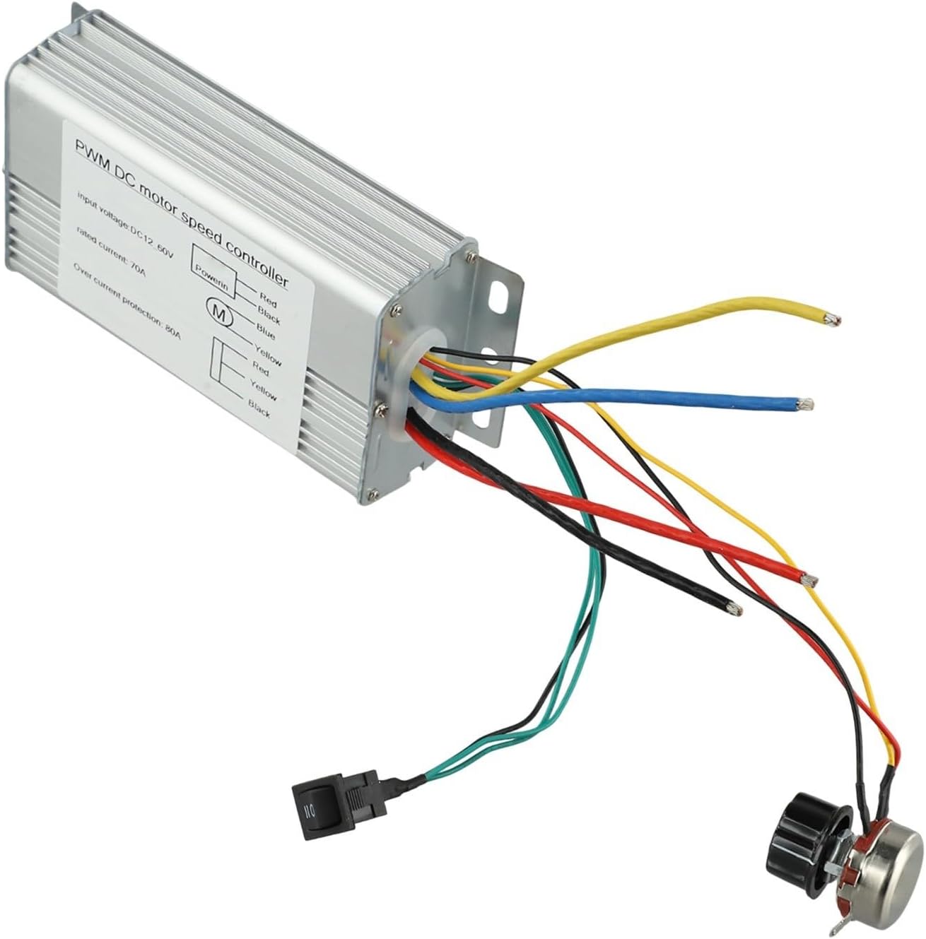 DC Brushed Motor Controller 4000W 70A For PWM Speed Control With Forward Reverse Function, Input DC 10-60V Compatible With 12V 24V 36V 48V Motors