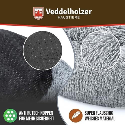 Veddelholzer Ø 60 cm (S) Hellgrau Hundebett Katzenbett Hundekissen Hundebetten in Mehreren Größen Hundebett große mittelgroße kleine Hunde waschbar in hellgrau und dunkelgrau für alle Hunde & Katzen