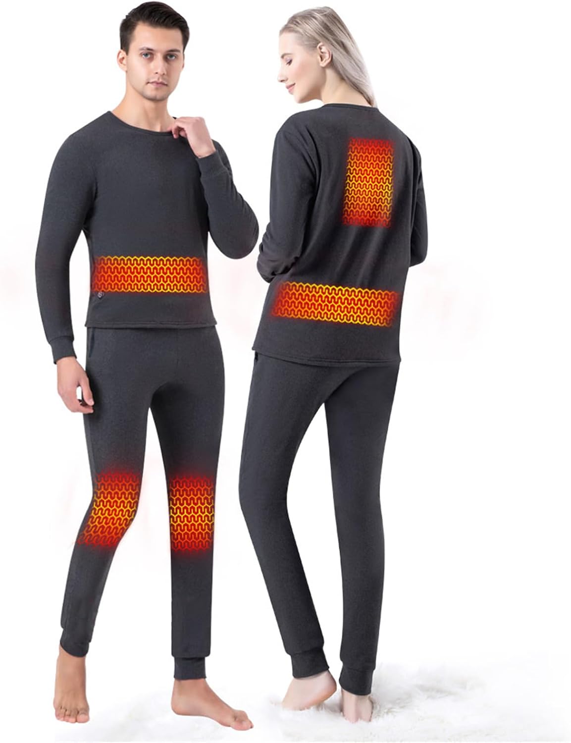 Heated Underwear Set USB Electric Heating 3 Gear Temperature Thermal Shirt Pant Cozy for Skiing Cycling Motorcycle