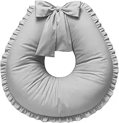 Almofada de Amamentação Babado Extra Grande Algodão (Cinza)