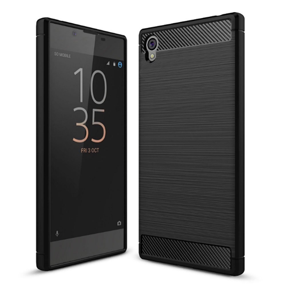 Custodia TPU Per Sony Xperia L1 In Fibra Di Carbonio Bumper Blu