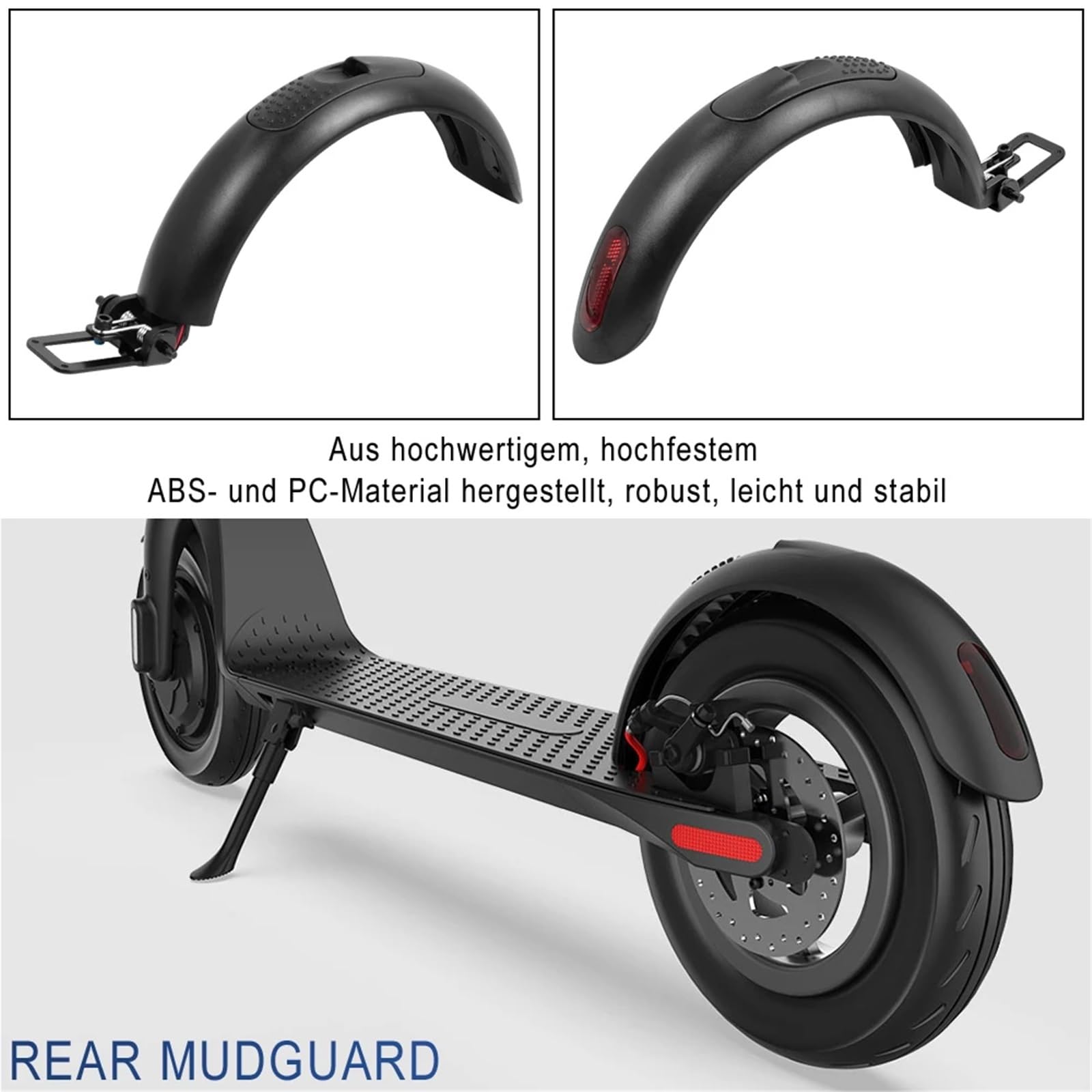Guardabarros Patinete Guardabarros Trasero con luz for Scooter eléctrico Juego de Guardabarros Trasero Gancho de aleación de Aluminio Carcasa de plástico Piezas de luz Trasera