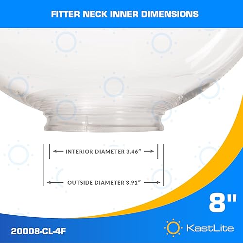 Miniatura 2 de KastLite Globo de poste de lámpara de acrílico transparente de 8 pulgadas  Textura suave con cuello de ajuste de 3.91 pulgadas  Fabricado en los