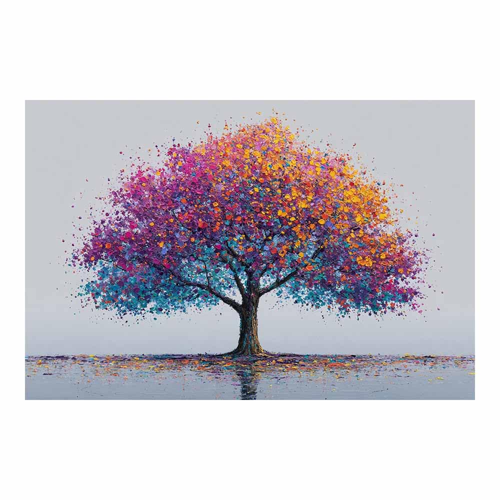 XENIOU Tree Of Life Wall Art Golden Floral Tree canvas painting wall art, Living Room Bedroom Hallway Stairs Decoration.(Multicolor)-80x120cm Unframed