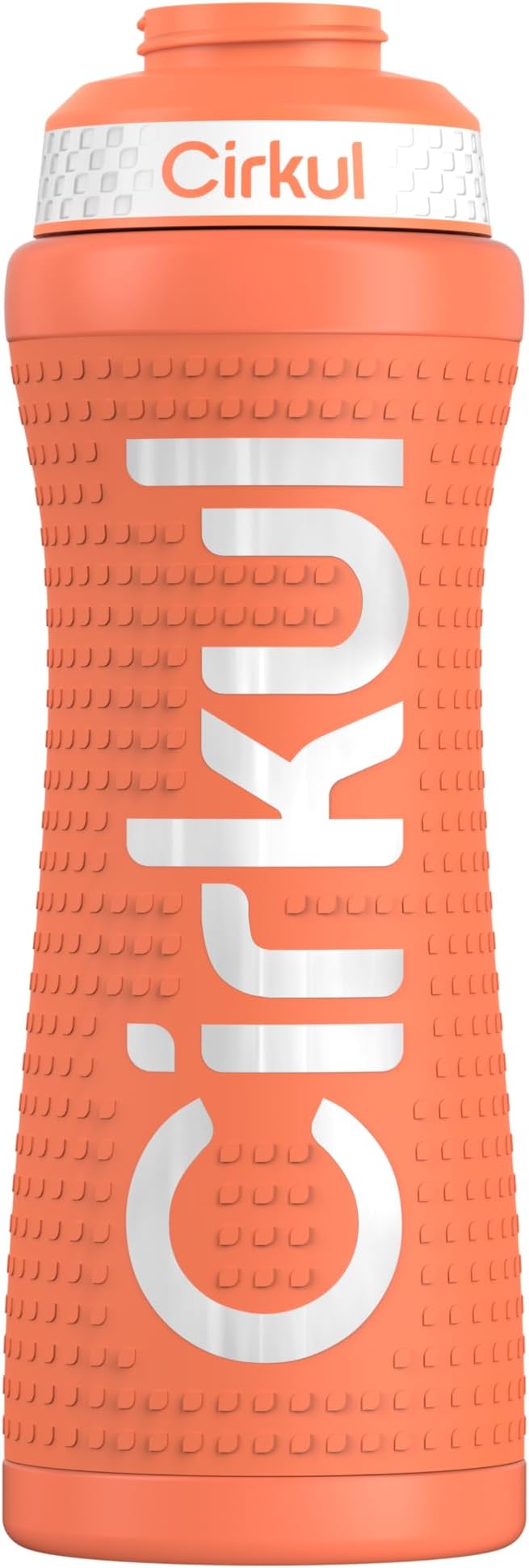 Cirkul 22oz. Orange Grip Stainless Steel Water Bottle & Sport Lid, Durable, Insulated, Protective Grip, Leakproof & Heavy Duty