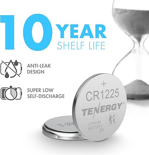Miniatura 4 de Tenergy Batería de 3 voltios CR1225, pilas de botón, ideal para termómetros, llaveros, punteros láser, dispositivos médicos, calculadoras y más, 10