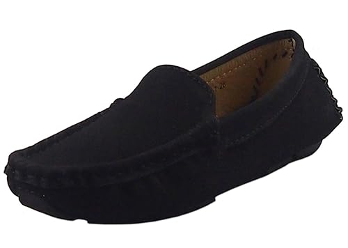 DADAWEN Girl's Boy's Soft Suede Leather Slip-on Oxford Flats Comfort Loafer Boat Dress Shoes