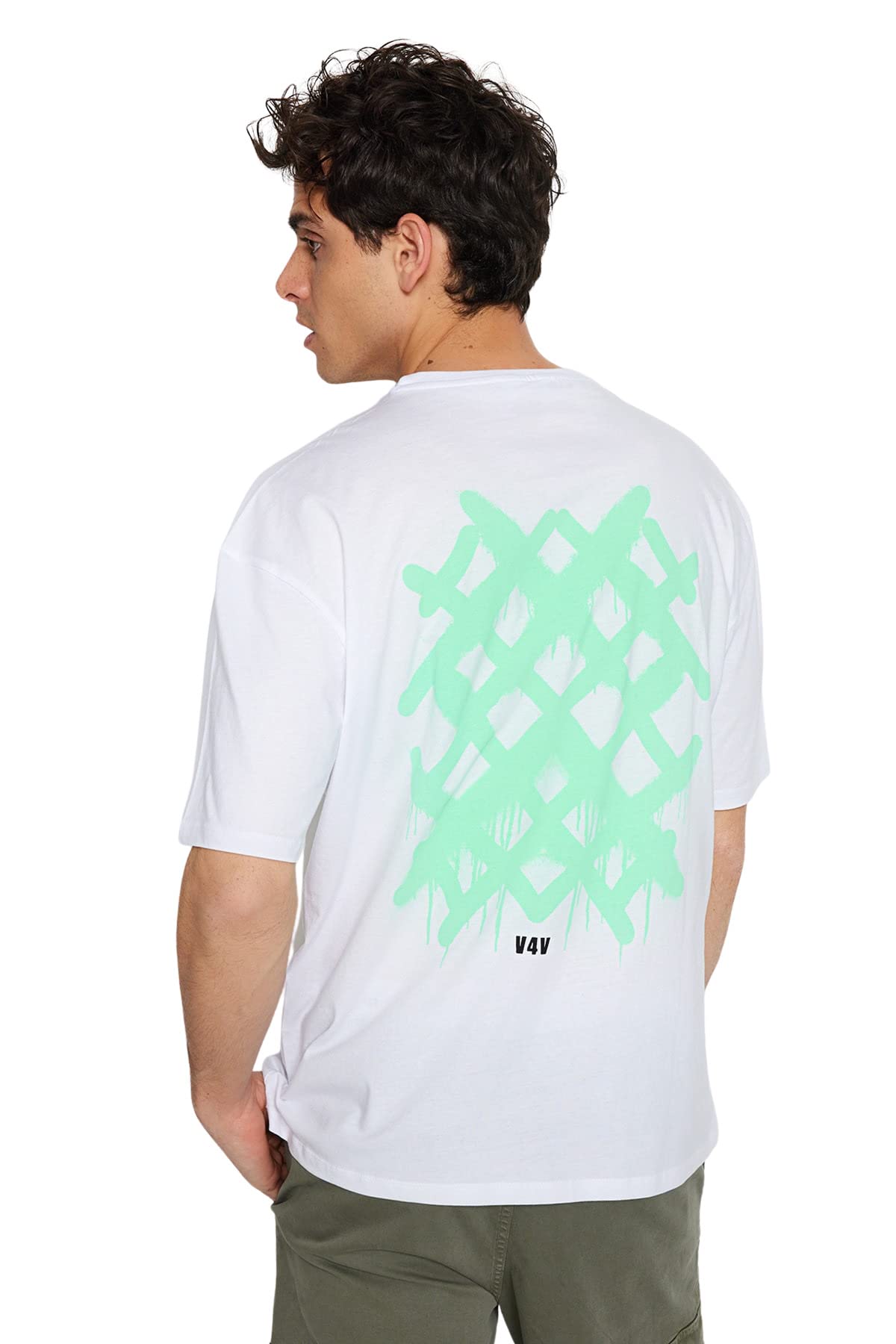 Trendyol Man Relaxed fit Basic Crew Neck Knitted T-Shirt Weiß